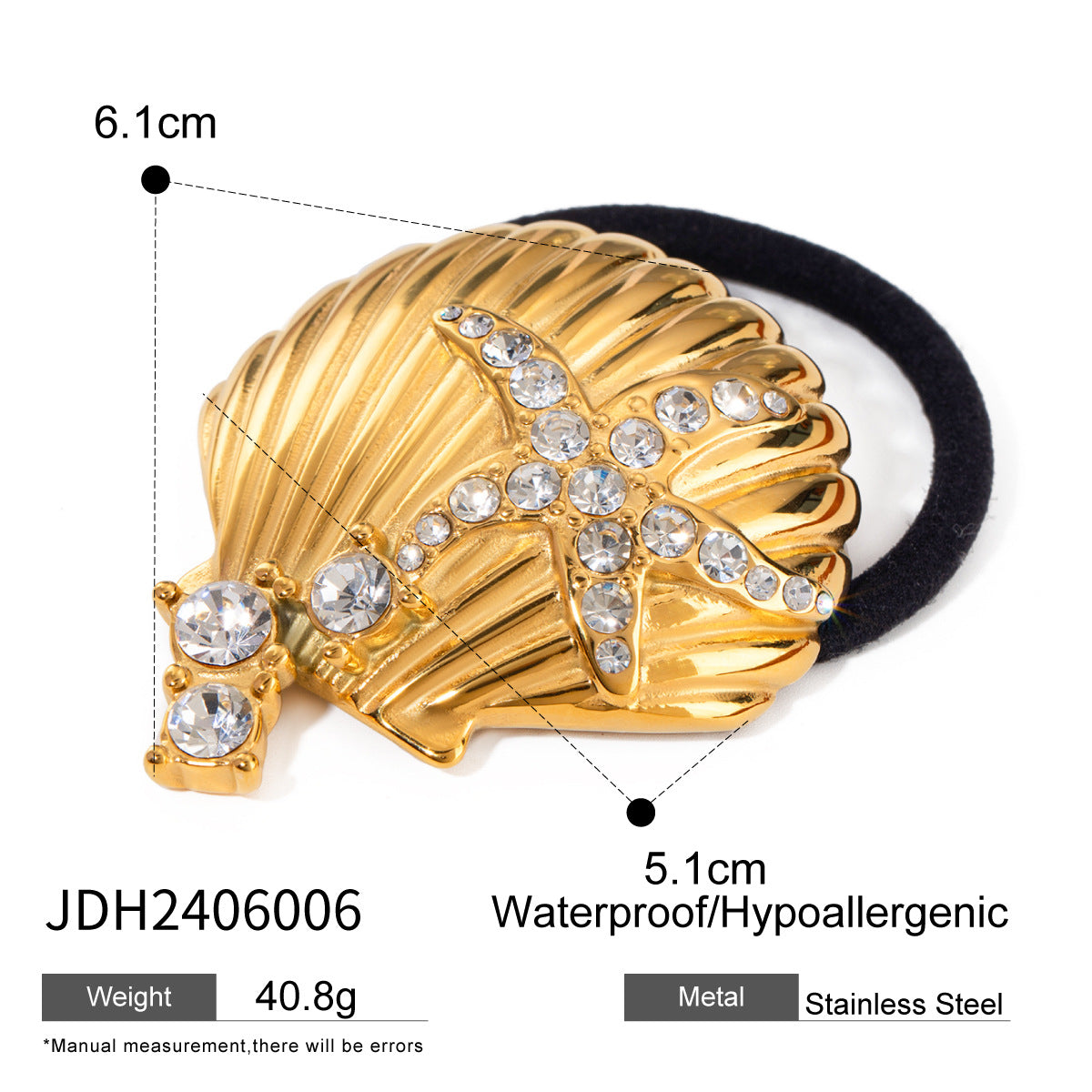 Wholesale 18k Gold Stainless Steel Temperament Fashion Double Layer Hammered Metal Hair Scrunchies